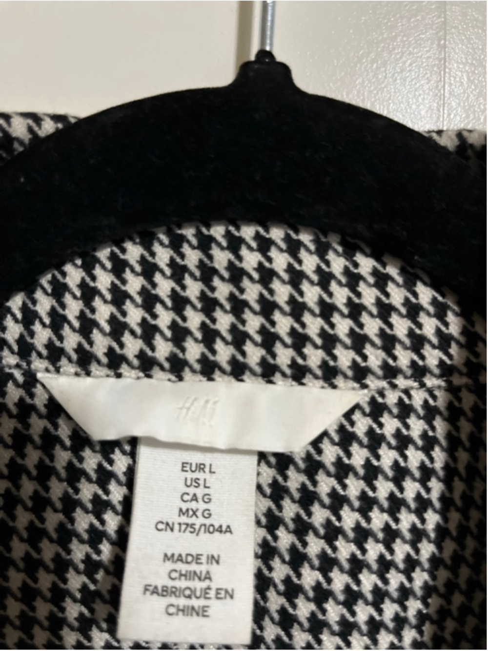 EUC Women's H&M Houndstooth Blazer L Black White - Picture 5 of 8